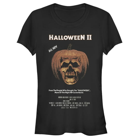 Junior's Halloween II Skeleton Movie Poster  Graphic Tee Black Large