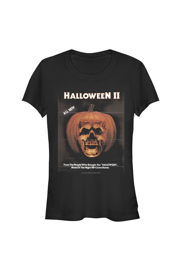 Junior's Halloween II Skeleton Movie Vintage Poster  Graphic Tee Black Large