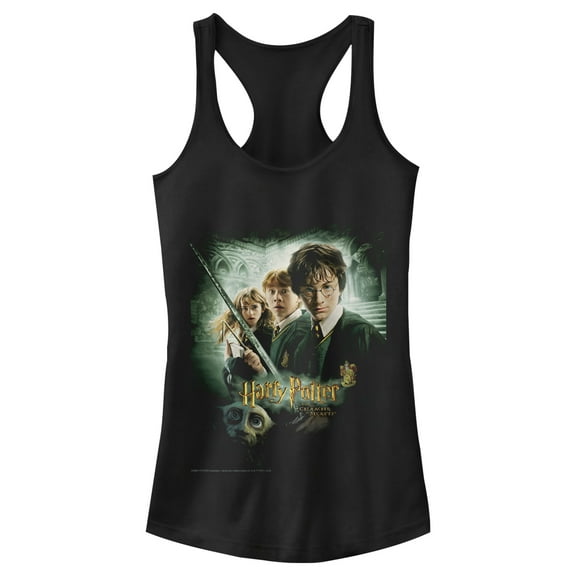 Junior's Harry Potter Chamber of Secrets Poster  Racerback Tank Top Black Large