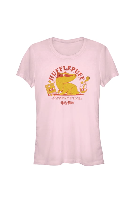 Junior's Harry Potter Cute Hufflepuff Badger Graphic Tee Light Pink Medium