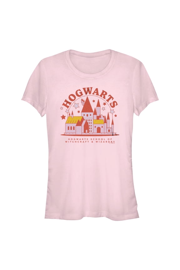 Junior's Harry Potter Cute Starry Hogwarts Graphic Tee Light Pink Small