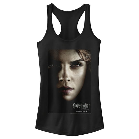 Junior's Harry Potter Deathly Hallows Hermione Character Poster  Racerback Tank Top Black Large