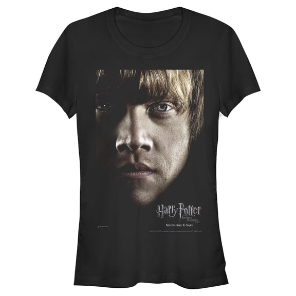 Junior's Harry Potter Deathly Hallows Ron Character Poster Graphic Tee Black 2X Large