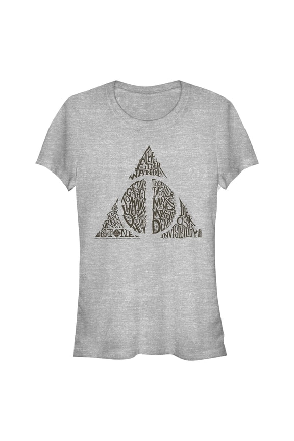 Junior's Harry Potter Deathly Hallows Secret Graphic Tee Athletic Heather Medium