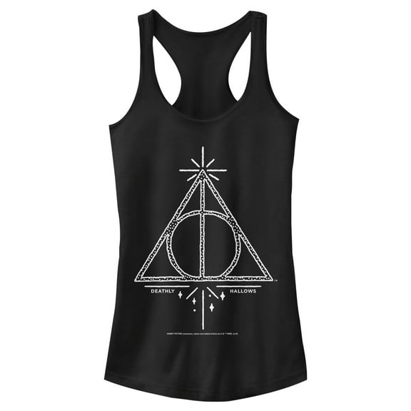 Junior's Harry Potter Deathly Hallows Symbol Racerback Tank Top Black Medium