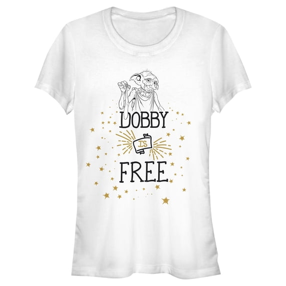 Junior's Harry Potter Dobby is Free Graphic Tee White Small