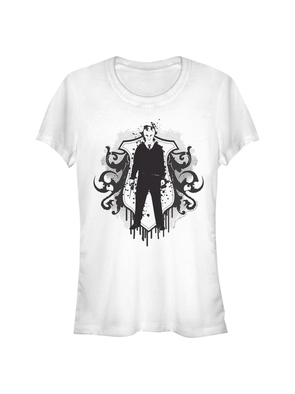 Junior's Harry Potter Draco Malfoy Splatter Print Graphic Tee White Medium