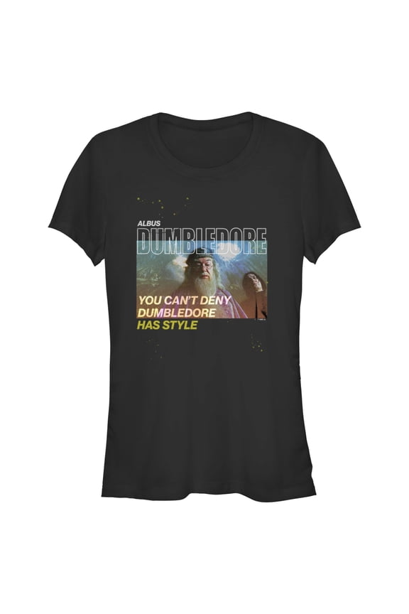 Junior's Harry Potter Dumbledore Has Style Graphic Tee Black Medium