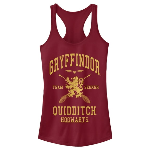 Junior's Harry Potter Gryffindor Quidditch Gold Team Seeker Racerback Tank Top Scarlet Small