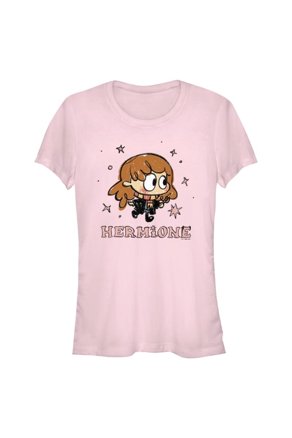Junior's Harry Potter Hermione Starry Cartoon Graphic Tee Light Pink Medium