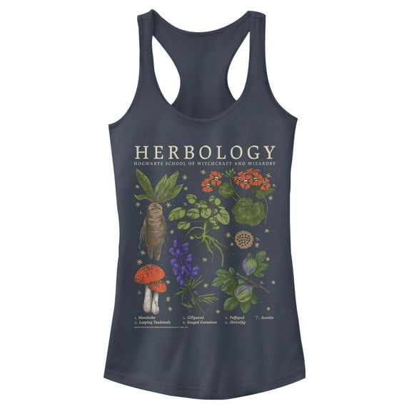 Junior's Harry Potter Hogwarts Herbology Racerback Tank Top Indigo Small