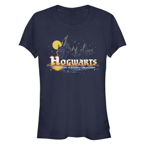 Junior's Harry Potter Hogwarts Illuminating Moon  Graphic T-Shirt