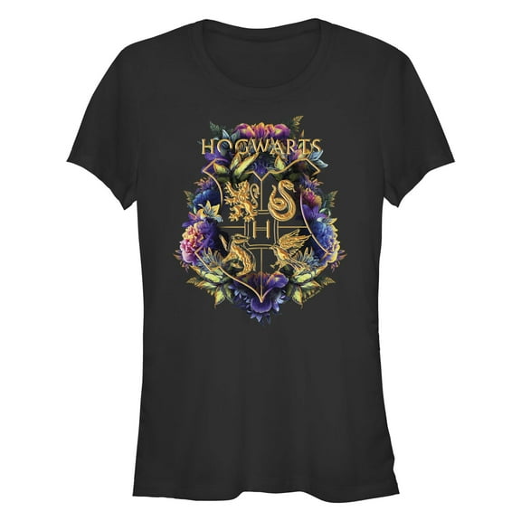 Junior's Harry Potter Hogwarts Plant Crest  Graphic T-Shirt