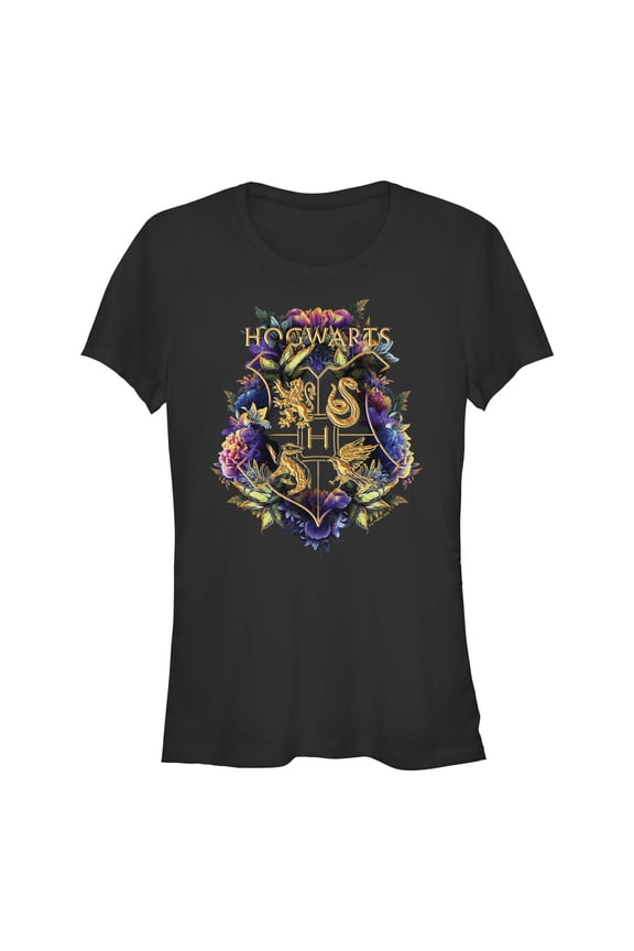 Junior's Harry Potter Hogwarts Plant Crest Graphic T-Shirt