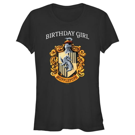 Junior's Harry Potter Hufflepuff Birthday Girl Graphic Tee Black Medium