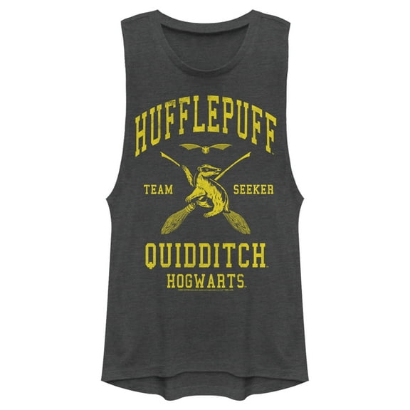 Junior's Harry Potter Hufflepuff Quidditch Seeker  Festival Muscle Graphic Tee Charcoal Large