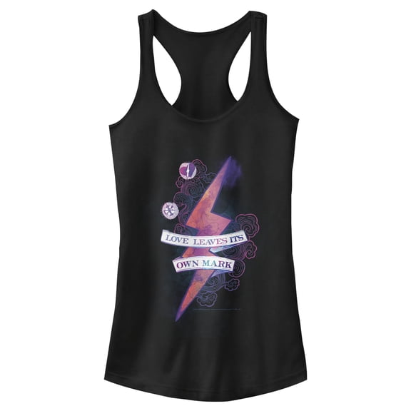 Junior's Harry Potter Love Leaves Its Own Mark Racerback Tank Top Black 2X Large