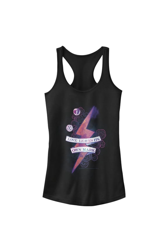 Junior's Harry Potter Love Leaves Its Own Mark Racerback Tank Top Black Large
