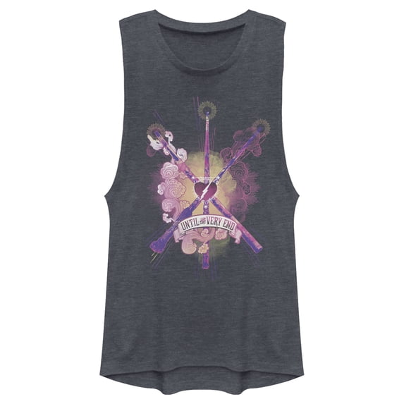 Junior's Harry Potter Love Until End Magic Festival Muscle Graphic Tee Denim Blue Heather X Small
