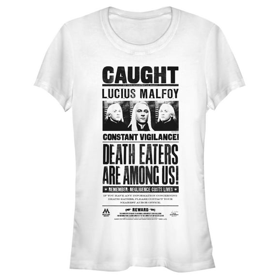 Junior's Harry Potter Lucius Malfoy Caught Poster  Graphic Tee White 2X Large