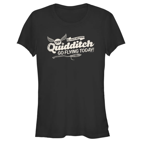Junior's Harry Potter Quidditch Go Flying Today Graphic Tee Black X Large
