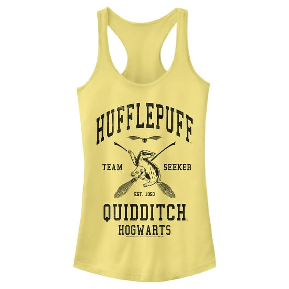 Junior's Harry Potter Quidditch Hufflepuff Team Seeker Racerback Tank Top Banana Medium