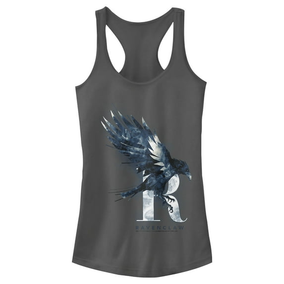 Junior's Harry Potter Ravenclaw Bird Watercolor Racerback Tank Top Charcoal X Small