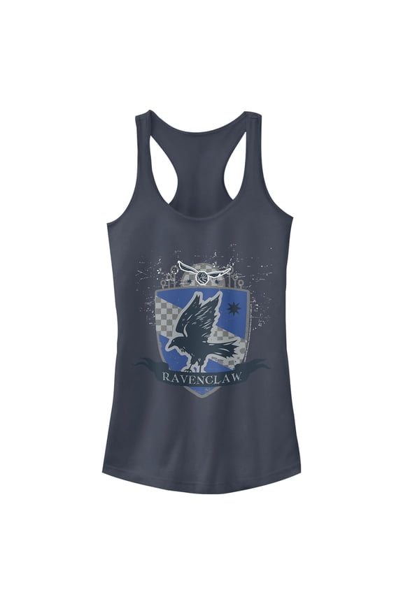 Junior's Harry Potter Ravenclaw House Shield Racerback Tank Top Indigo Medium