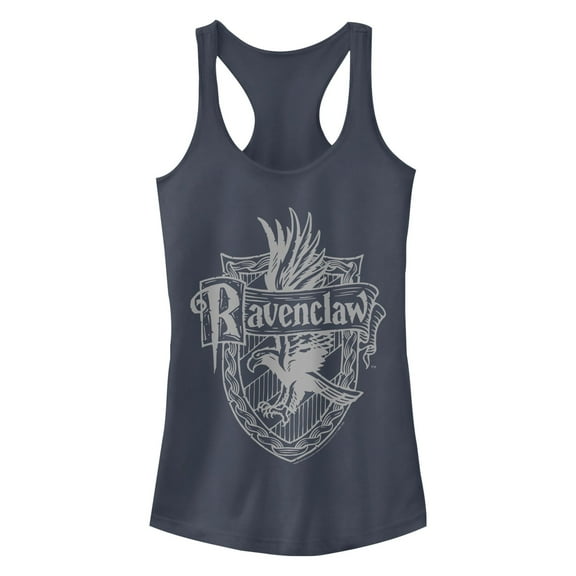 Junior's Harry Potter Ravenclaw Line Art Crest  Racerback Tank Top