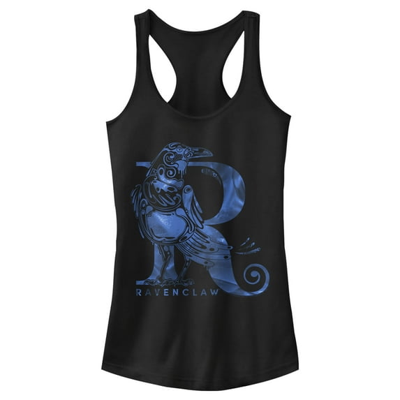 Junior's Harry Potter Ravenclaw R Logo Racerback Tank Top Black Medium