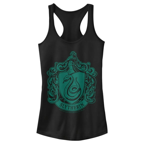 Junior's Harry Potter Slytherin House Crest  Racerback Tank Top Black Medium
