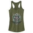 thumbnail image 1 of Junior's Harry Potter Slytherin House Shield  Racerback Tank Top Military Green Small, 1 of 4