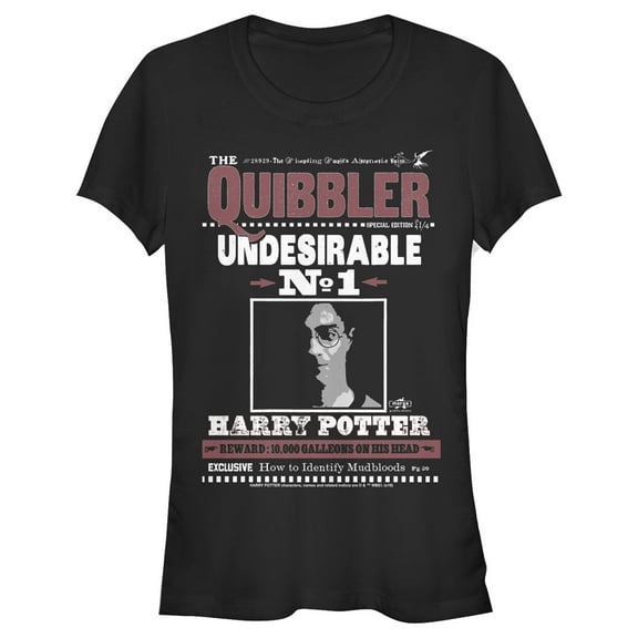 Junior's Harry Potter Undesirable No. 1 Quibbler  Graphic Tee Black 2X Large