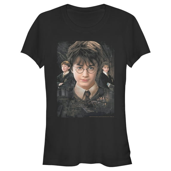Junior's Harry Potter Wizard Best Friends Graphic Tee Black X Large