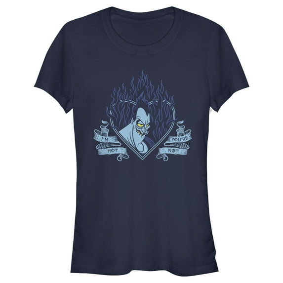 Junior's Hercules Hades I'm Hot You're Not Graphic Tee Navy Blue Small