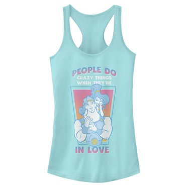 Junior's Hercules Valentine's Day People Do Crazy Things  Racerback Tank Top Cancun Small