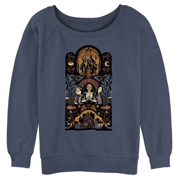 Junior's Hocus Pocus 2 Ornate Ritual Poster Sweatshirt Blue Heather 2X Large