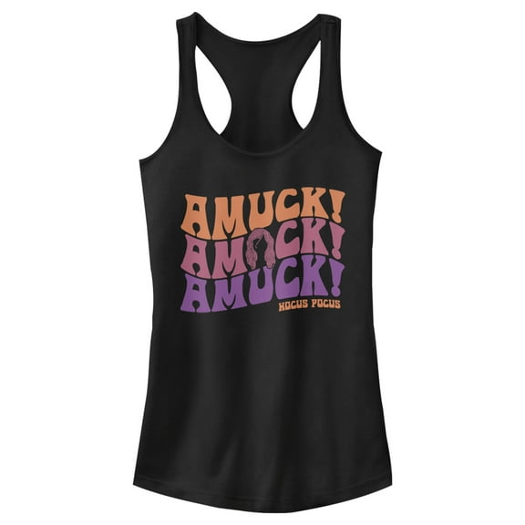 Junior's Hocus Pocus Amuck Phrase Racerback Tank Top Black Medium