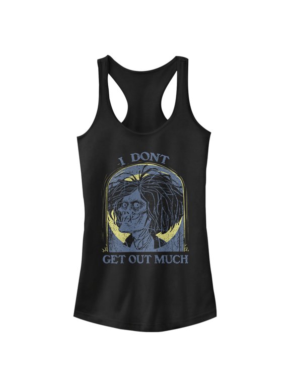 Junior's Hocus Pocus Billy Zombie Get Out Much Racerback Tank Top Black X Small