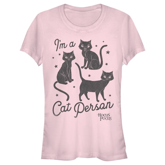 Junior's Hocus Pocus I'm a Cat Person Graphic Tee Light Pink 2X Large