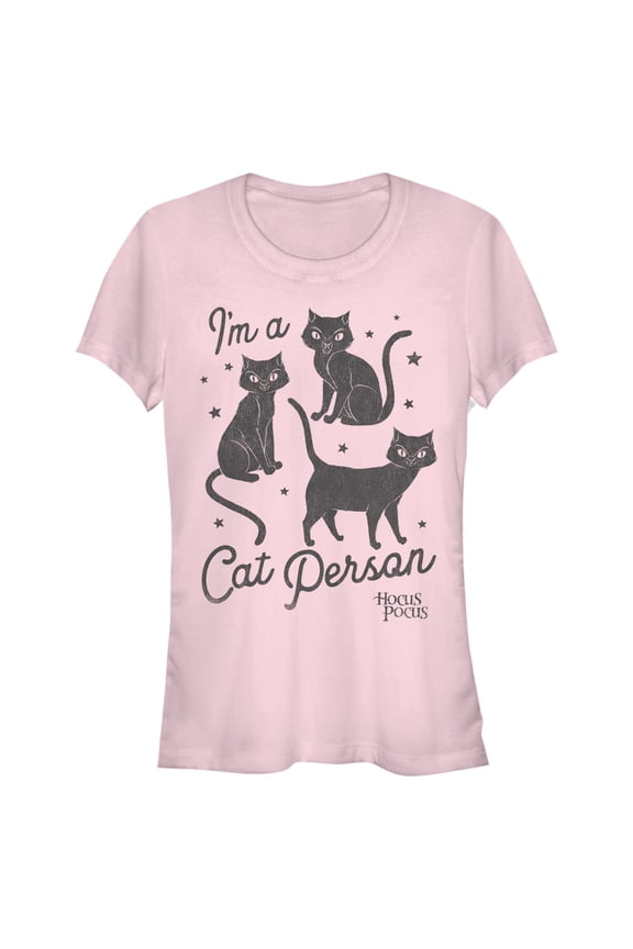 Junior's Hocus Pocus I'm a Cat Person Graphic Tee Light Pink 2X Large