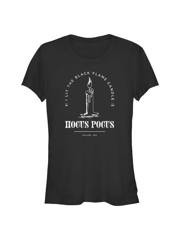 Junior's Hocus Pocus Lit Black Flame Candle Graphic Tee Black Small