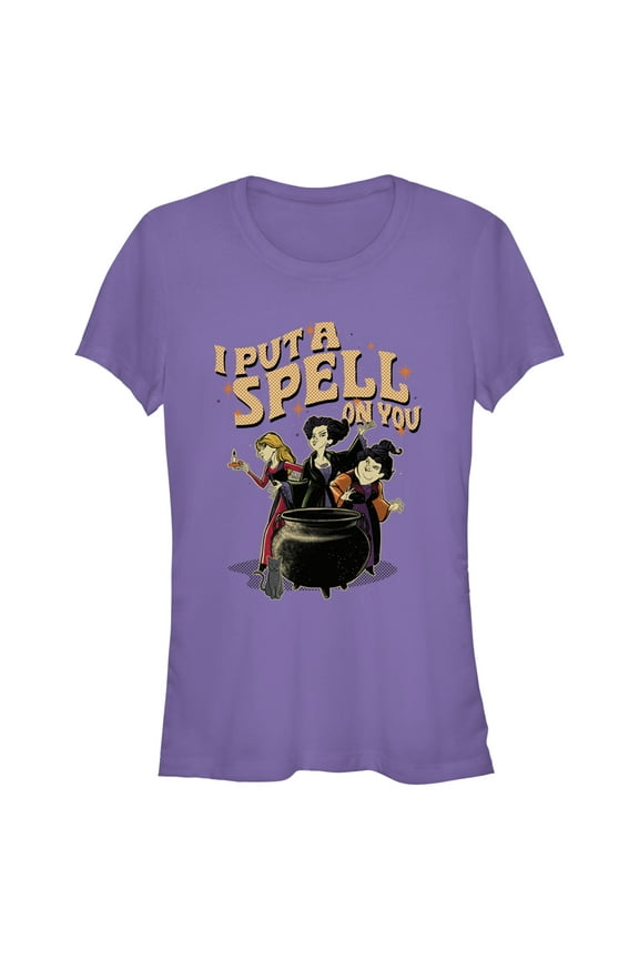Junior's Hocus Pocus Put a Spell on You Cartoon Witches Graphic Tee Purple Medium