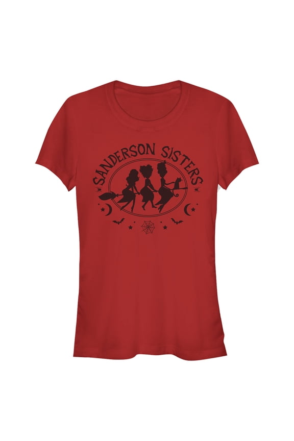 Junior's Hocus Pocus Sanderson Sisters Broom Silhouette Graphic Tee Red 2X Large