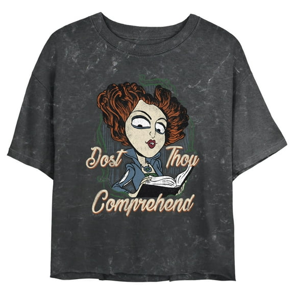 Junior's Hocus Pocus Winifred Comprehend Cartoon Crop Graphic Tee Black X Large