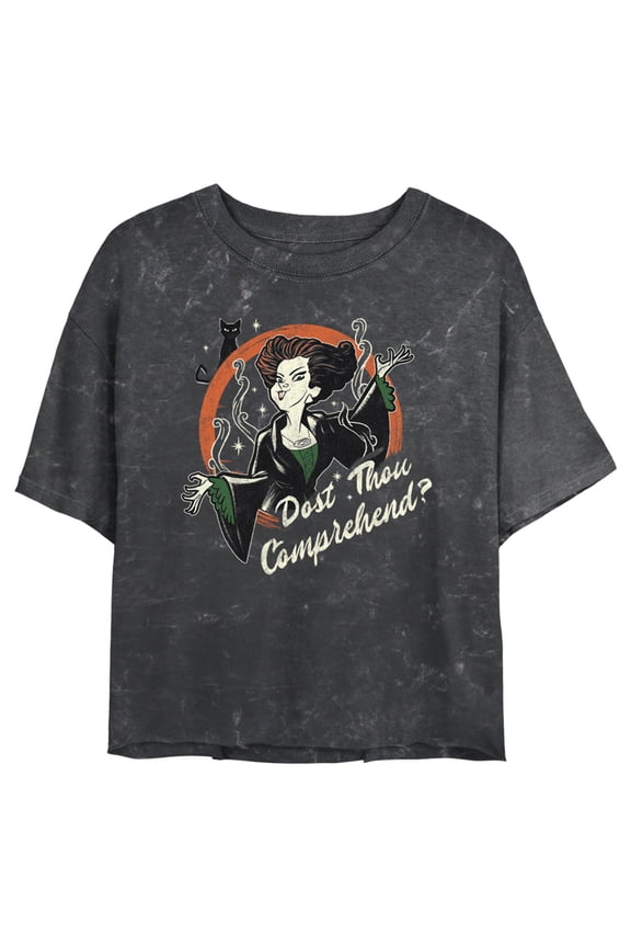 Junior's Hocus Pocus Winifred Comprehend Graphic Crop T-Shirt Black X Large