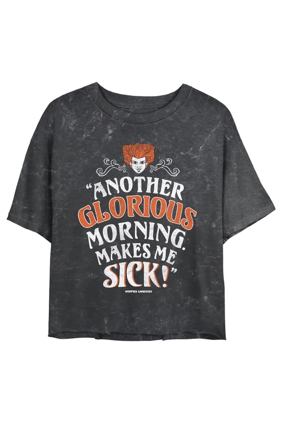 Junior's Hocus Pocus Winifred Glorious Morning Graphic Crop T-Shirt Black 2X Large