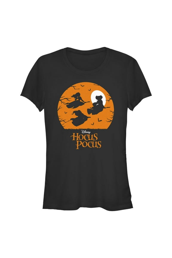 Junior's Hocus Pocus Witch Silhouette Graphic Tee Black Small