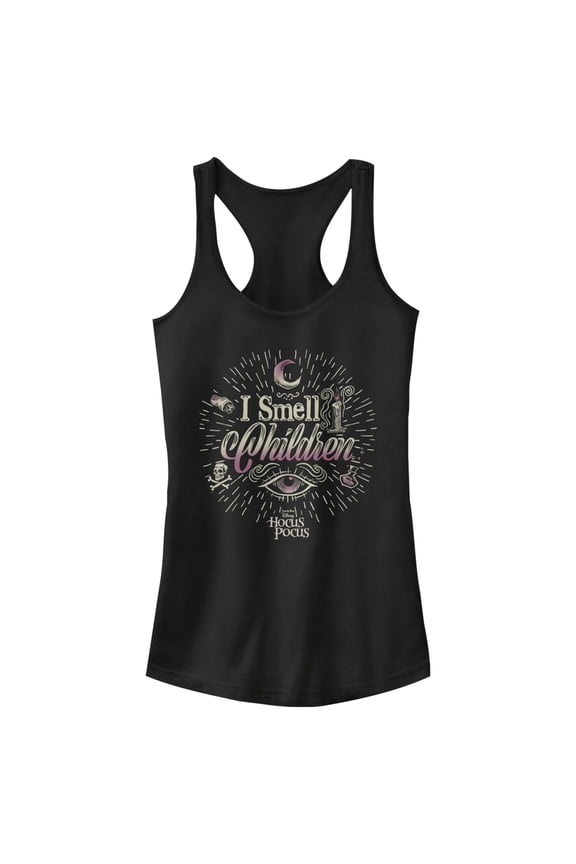 Junior's Hocus Pocus Witches Smell Children Racerback Tank Top Black Medium