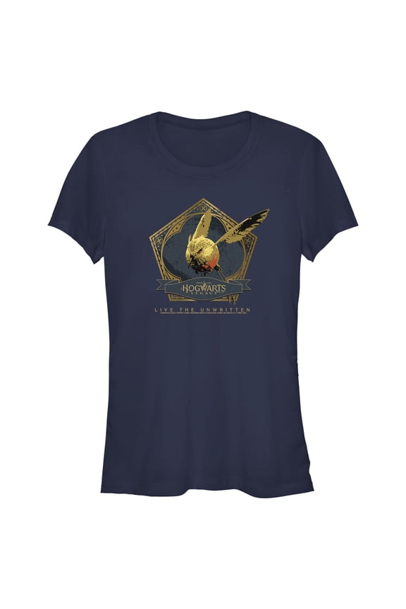Junior's Hogwarts Legacy Golden Snidget Logo  Graphic Tee Navy Blue X Large